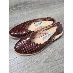 Handmade Mexico Huaraches 8 8.5 Sandals Basket Weave Brown Leather Boho Hippie